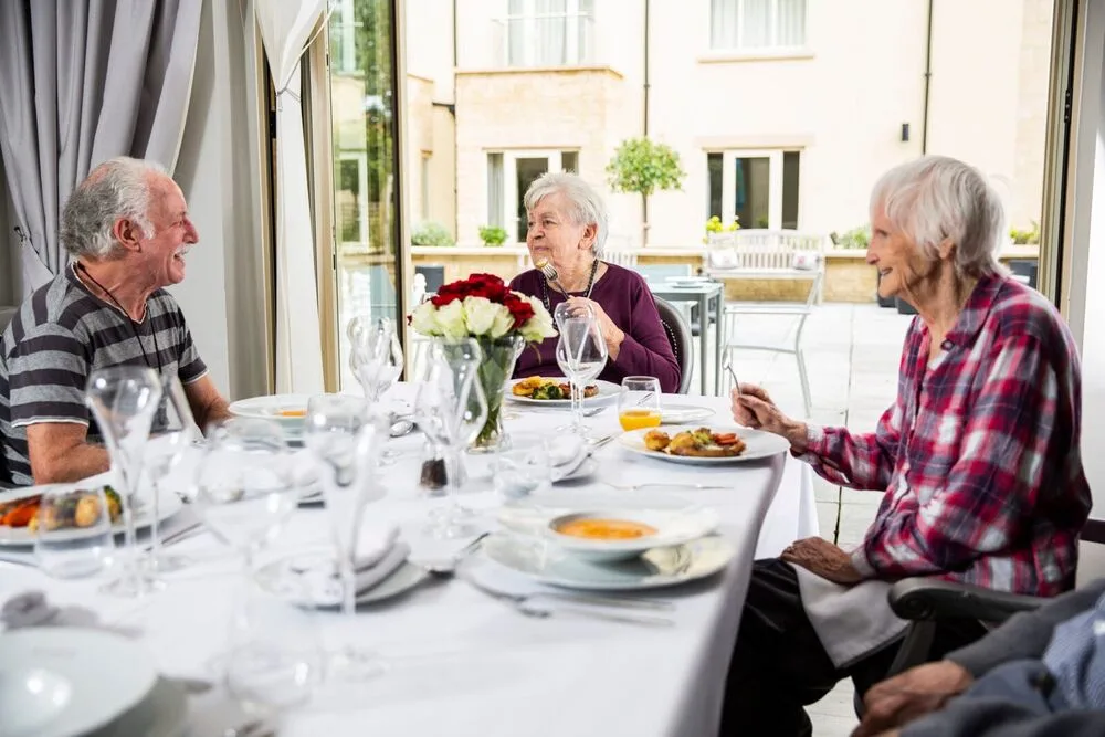 Residents at lunch in the Stratton Court restaurant