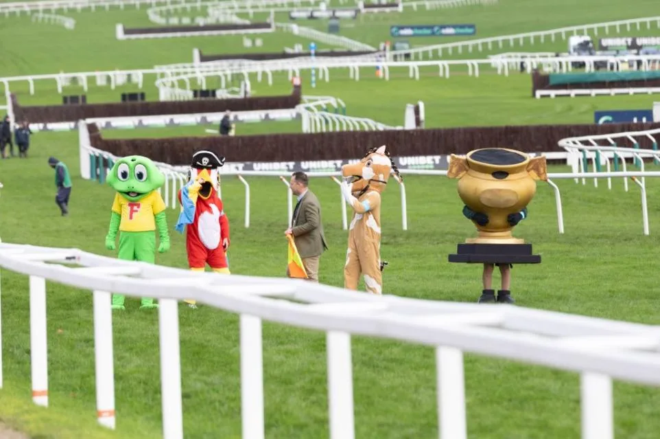 Our care home in pantomime horse race at Cheltenham